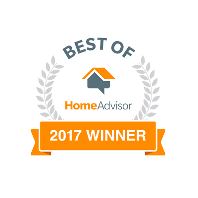 HomeAdvisor 2017 award badge for Storm Guard roofing services