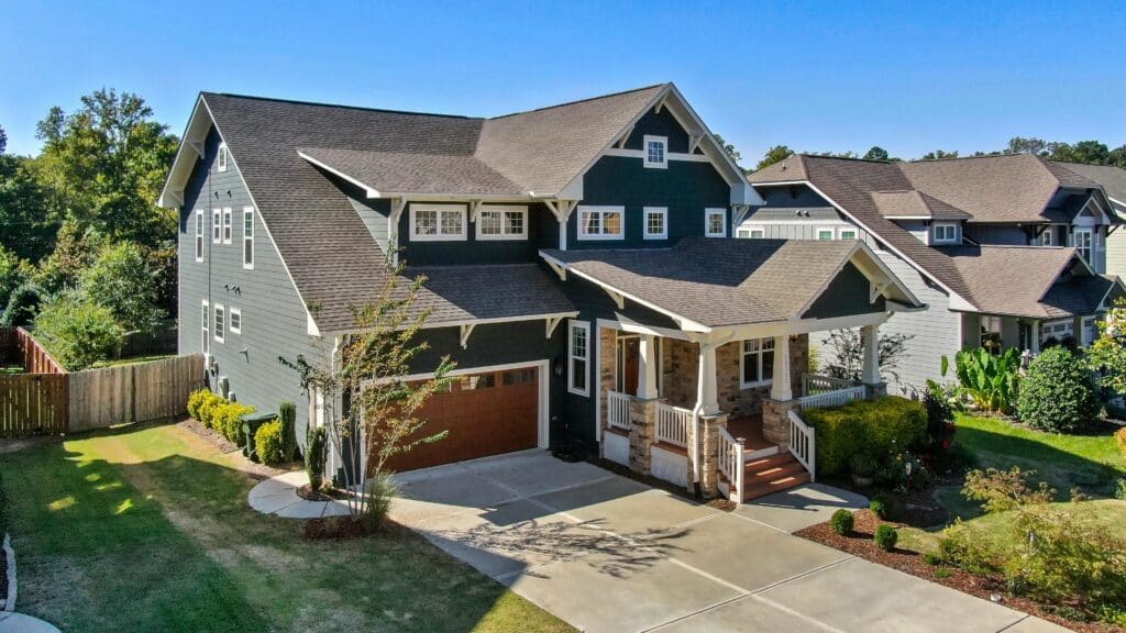 Semi aerial view of residential roof